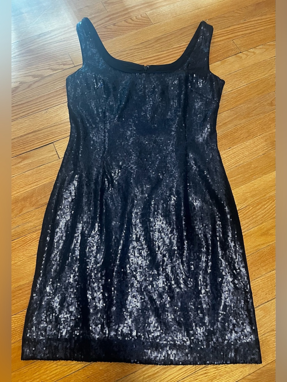 NWOT- Banana Republic L'Wren Scott midnight blue Sequin Midi Sheath Dress size 8